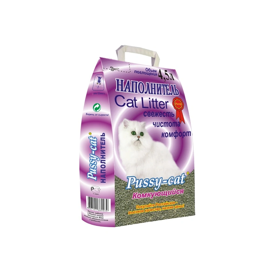 Наполнитель Pussy-Cat комкующийся для кошачьих туалетов, 4,5 л фото 1