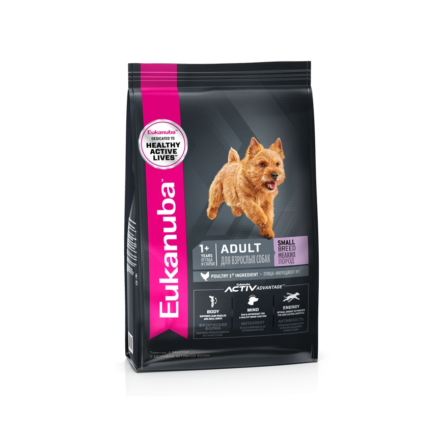 Сухой корм Eukanuba Adult Mini Breed для взрослых собак миниатюрных пород, с птицей, 1,5 кг фото 1