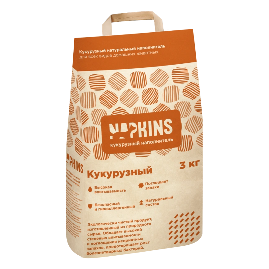 Наполнитель Napkins для кошачьего туалета, кукурузный, 4,2 л фото 1