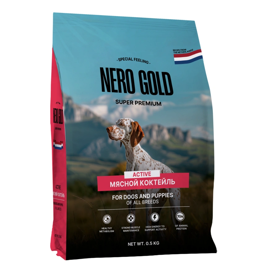 Сухой корм NERO GOLD для собак и щенков "Мясной коктейль", 500 г фото 1