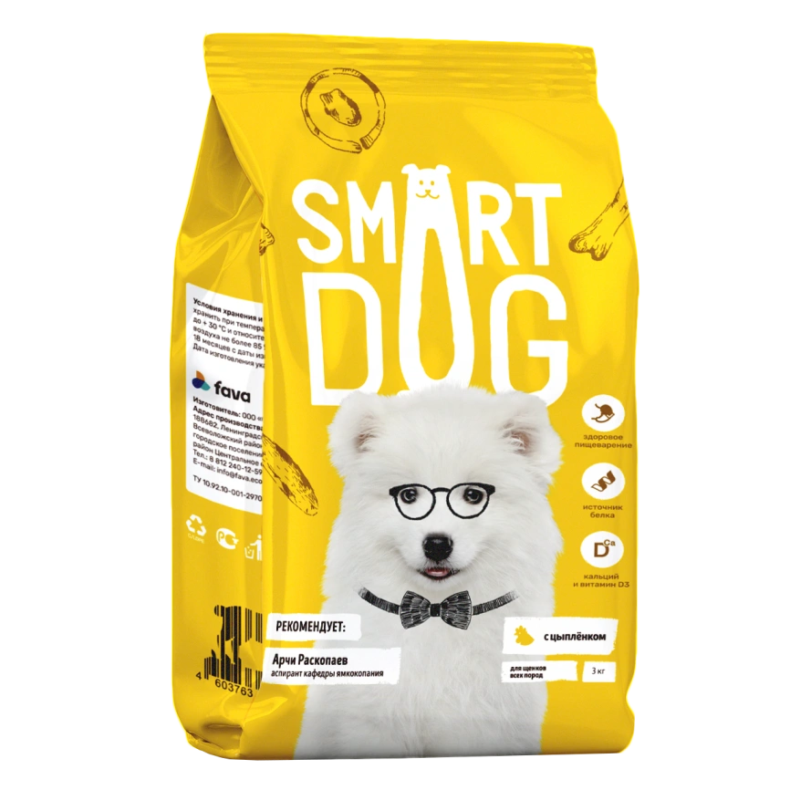 Сухой корм Smart Dog Chicken & Vegetables для щенков всех пород, с цыпленком и овощами, 3 кг фото 1