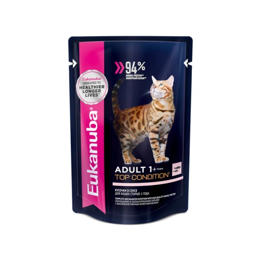Влажный корм Eukanuba Top Condition Salmon для взрослых кошек, с лососем, 85 г фото 1