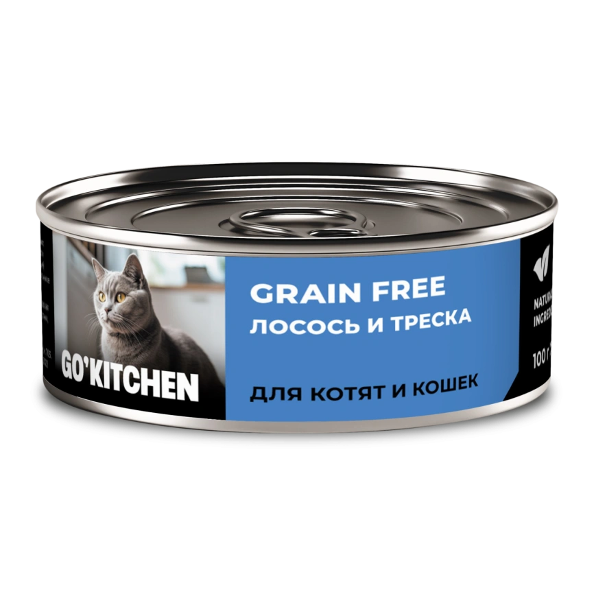 Влажный корм Go'Kitchen Salmon & Cod для котят и кошек, с лососем и треской, 100 г фото 1