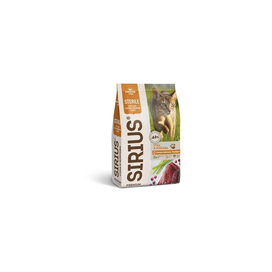 Сухой корм SIRIUS Duck & Cranberry для стерилизованных кошек утка с клюквой, 1,5 кг фото 1