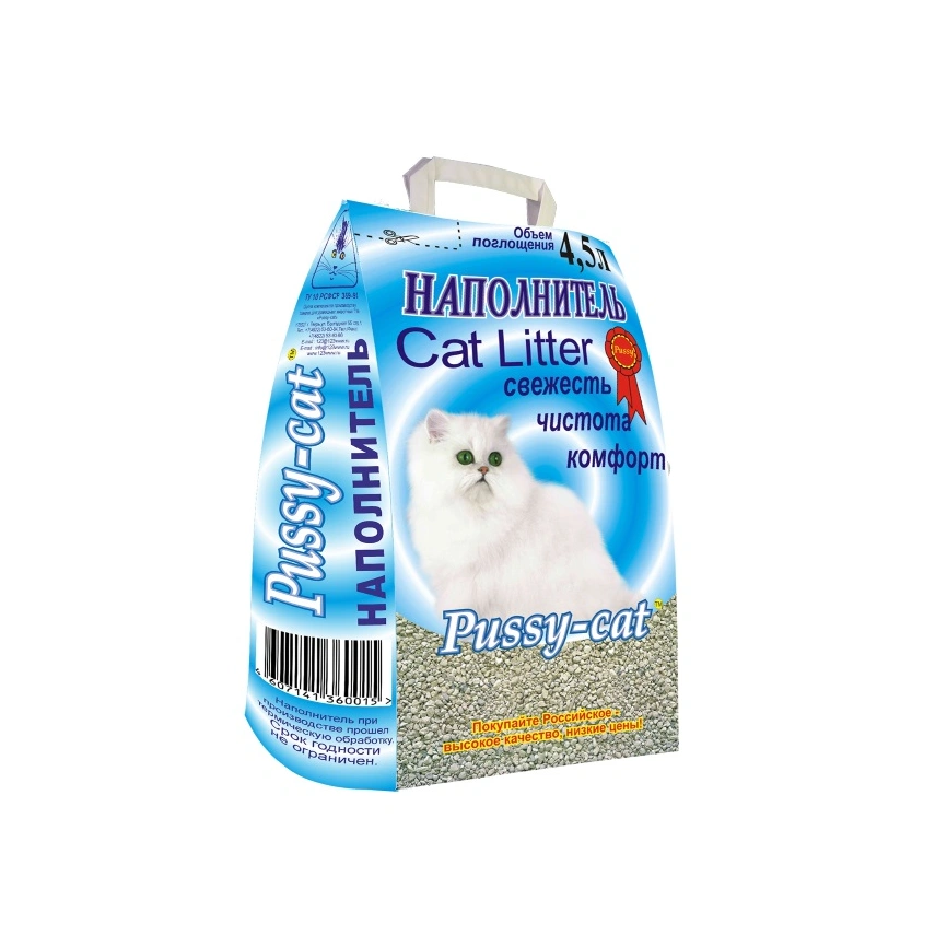 Наполнитель Pussy-Cat цеолитовый впитывающий для кошачьих туалетов, 4,5 л фото 1
