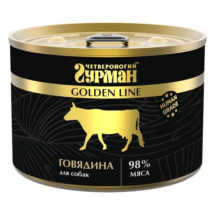 Влажный корм Четвероногий Гурман Golden line Beef для собак, с говядиной в желе, 525 г фото 1