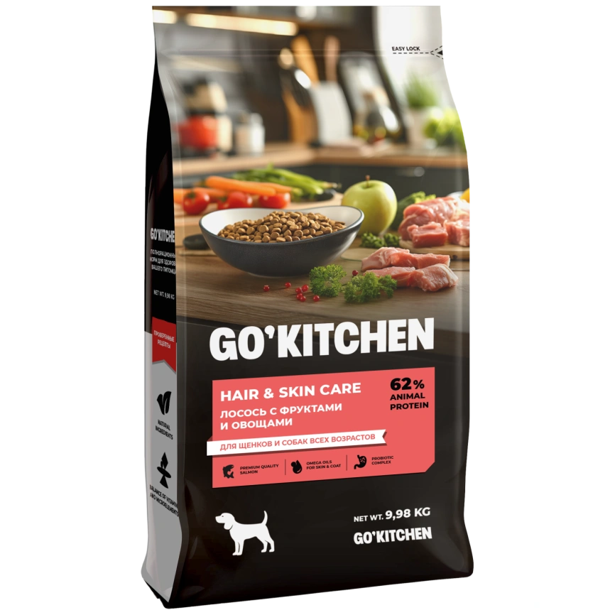 Сухой корм Go'Kitchen Salmon для щенков и собак всех возрастов, с лососем, 9,98 кг фото 1