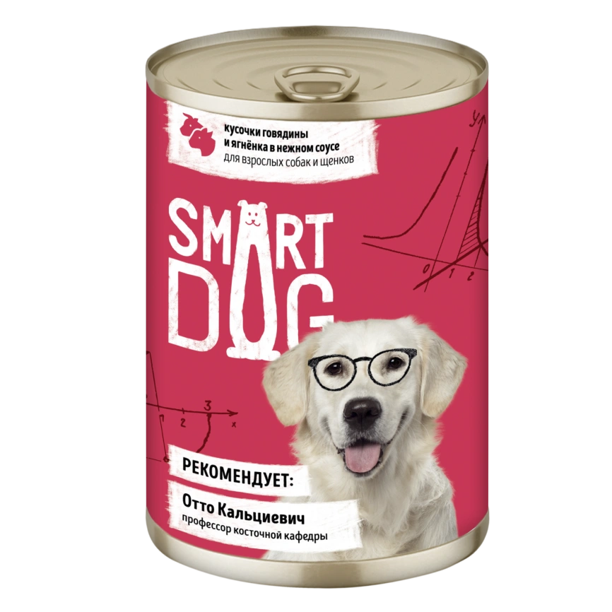 Влажный корм Smart Dog Beef & Lamb для взрослых собак и щенков, кусочки говядины и ягненка в нежном соусе, 400 г фото 1