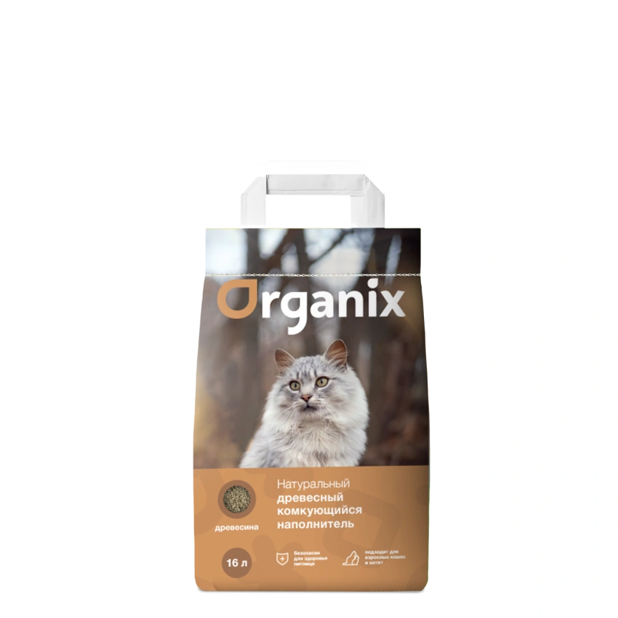 Наполнитель Organix для кошачьего туалета, древесный комкующийся для кошачьего туалета, 16 л фото 1