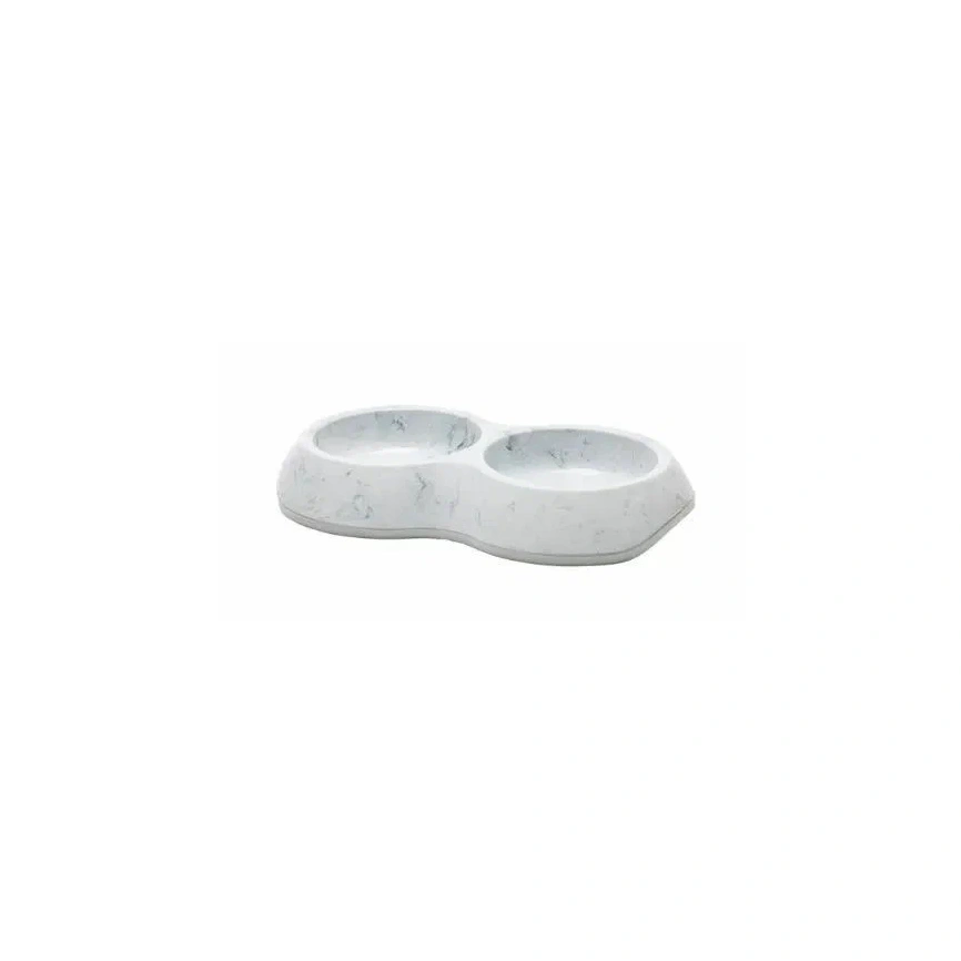 Миска SAVIC Delice Double Marble для животных, мраморно-серая с белым, пластиковая, 2 шт, 0,2 л фото 1