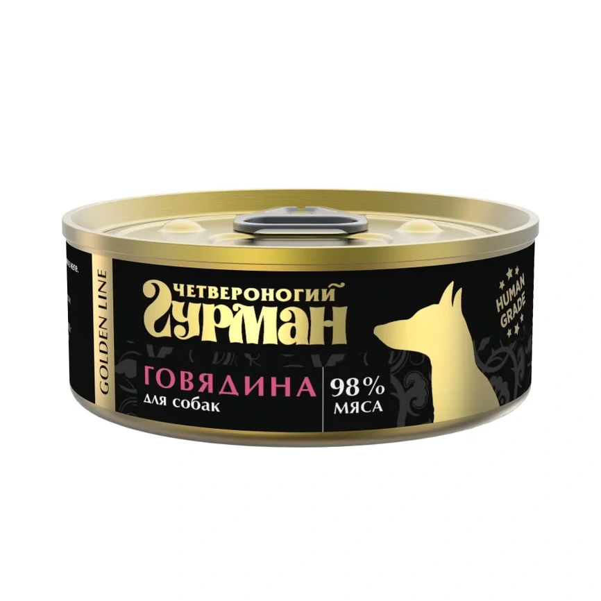 Влажный корм Четвероногий Гурман Golden line Beef для собак, говядина натуральная в желе, 100 г фото 1