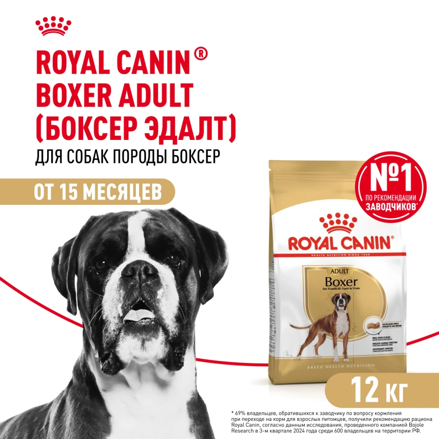 Сухой корм Royal Canin Boxer Adult для собак породы боксер, 12 кг фото 1