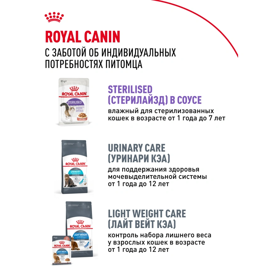Влажный корм Royal Canin Sterilised в желе для стерилизованных кошек старше 1 года, пауч, 85 г фото 23