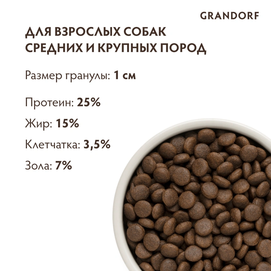 Сухой корм Grandorf Rabbit & Turkey Med & Maxi для взрослых собак средних и крупных пород, с кроликом и индейкой, 3 кг фото 9