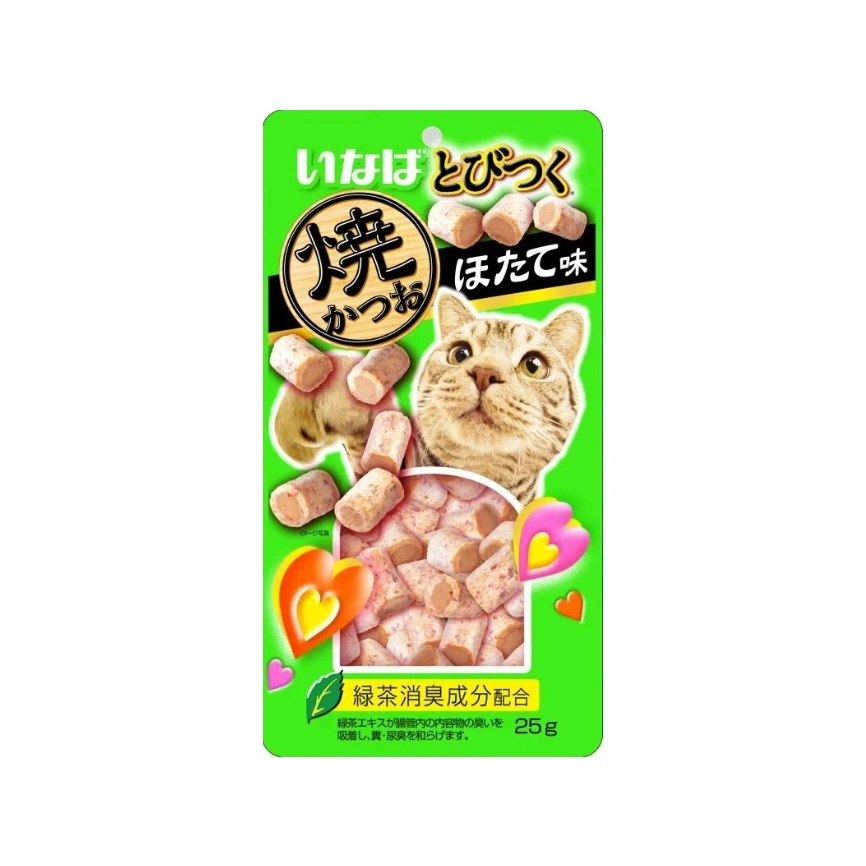 Лакомство Inaba Tobitsuku Yaki Katsuo запеченное для кошек, с морским гребешком, 25 г фото 1