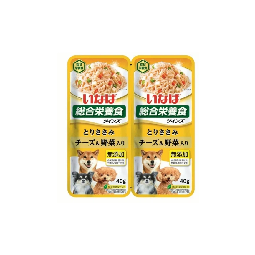 Влажный корм Inaba Twins Vegetables для собак, с овощами и сыром в желе, 40 г фото 1