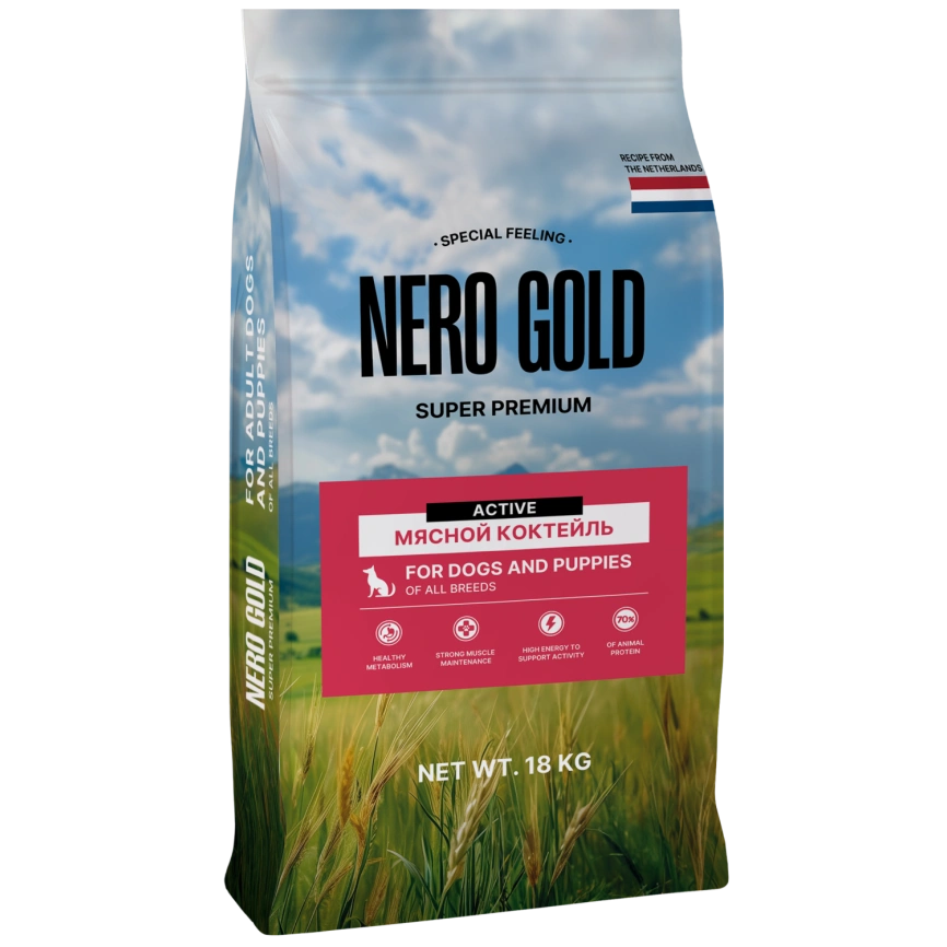 Сухой корм NERO GOLD для собак и щенков "Мясной коктейль", 18 кг фото 1