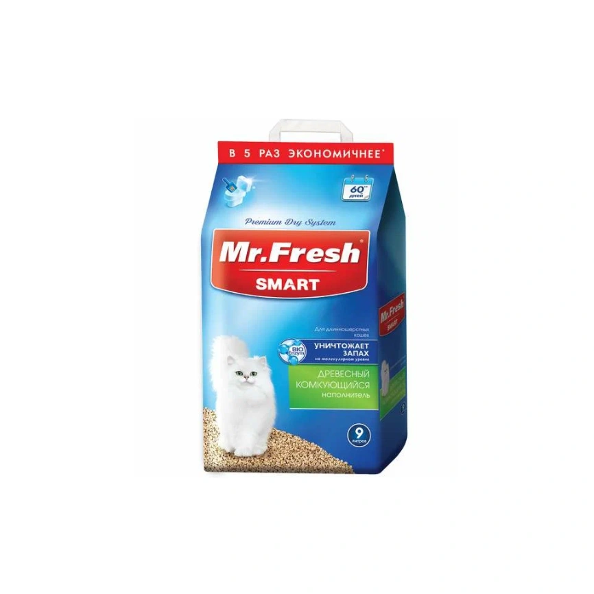 Наполнитель Mr.Fresh Smart для длинношёрстных кошек для кошачьих туалетов, 9 л фото 1