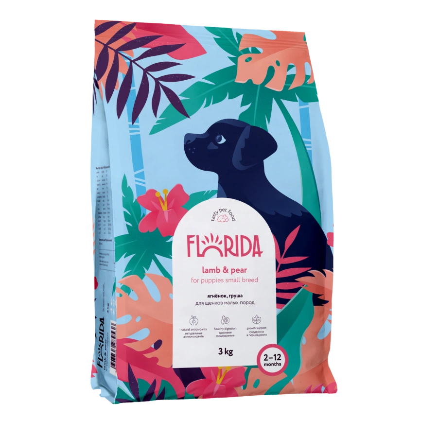Сухой корм FLORIDA Small Puppy Lamb & Pear для щенков малых пород, с ягненком и грушей, 3 кг фото 1