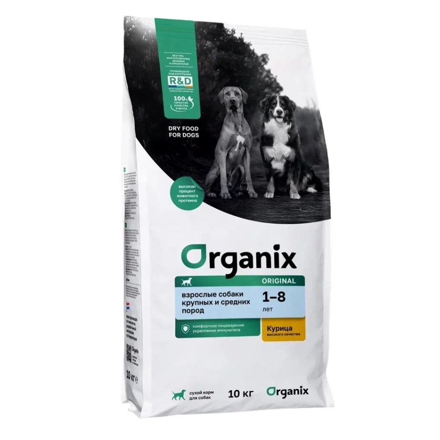 Сухой корм Organix Adult Large & Medium Chicken & Vegetables для взрослых собак крупных и средних пород, с курицей, фруктами и овощами, 10 кг фото 1