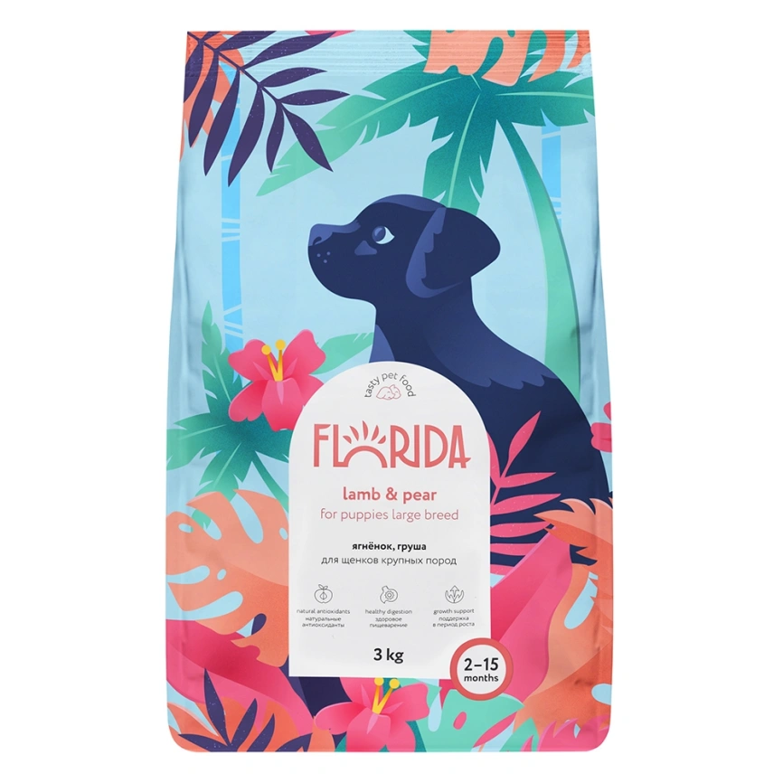 Сухой корм FLORIDA Maxi Junior Lamb & Pear для щенков крупных пород, с ягненком и грушей, 3 кг фото 1