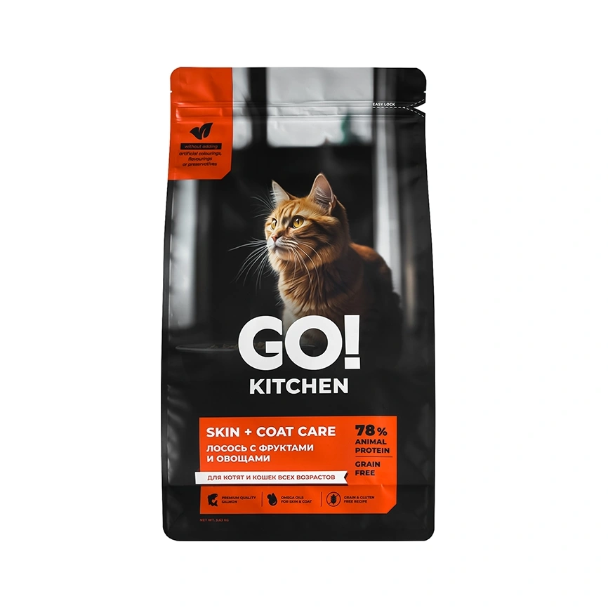 Сухой корм Go'Kitchen Salmon для котят и кошек всех возрастов, с лососем, 3,63 кг фото 1