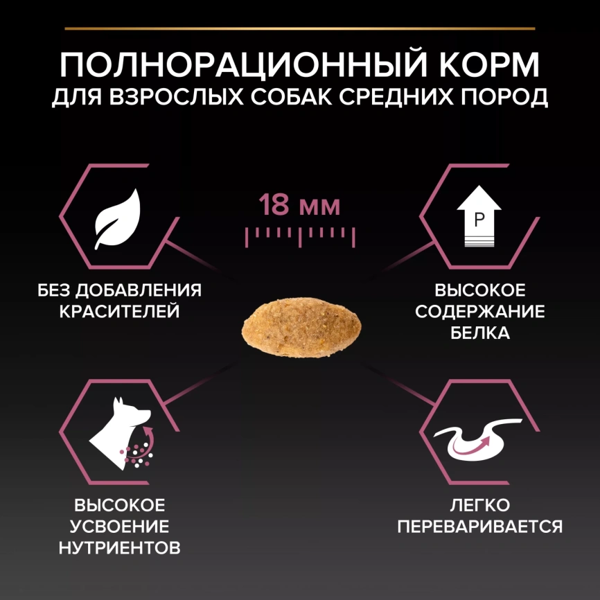 Сухой корм PRO PLAN Salmon для взрослых собак средних пород с чувствительной кожей, с высоким содержанием лосося, 18 кг фото 3