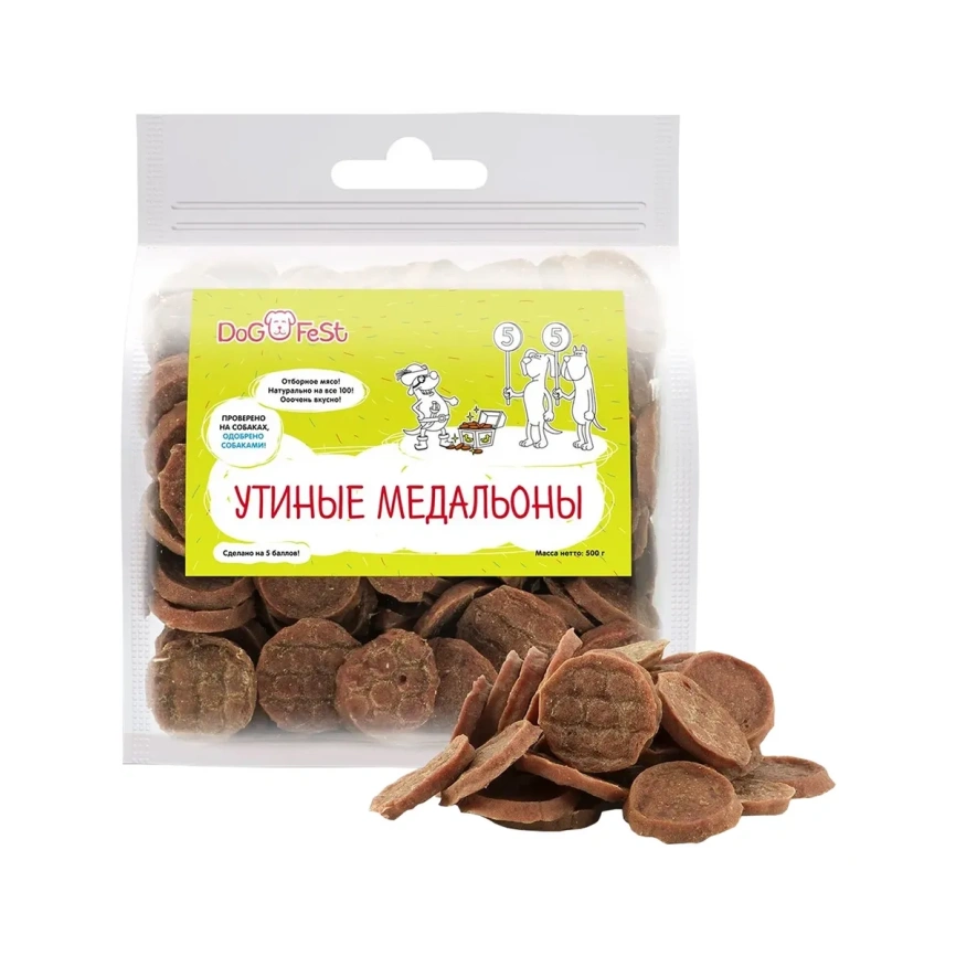 Лакомство Dog Fest медальоны с уткой, 500 г фото 2