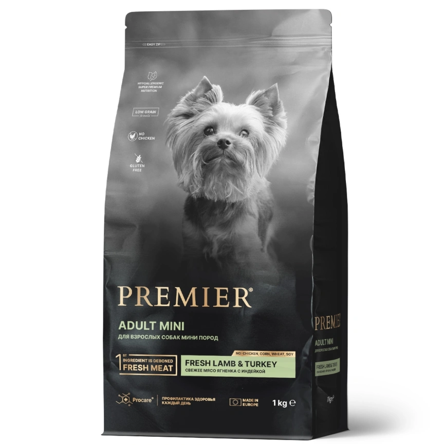 Сухой корм Premier Dog Lamb & Turkey Adult Mini для собак мелких пород, с ягненком и индейкой, 1 кг фото 1