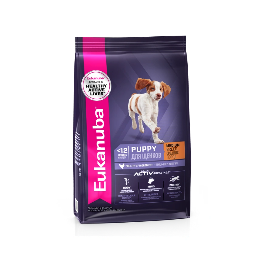 Сухой корм Eukanuba Puppy Medium Breed для щенков средних пород, с птицей, 3 кг фото 1