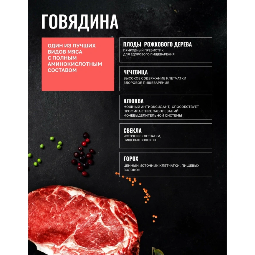 Сухой корм Одно Мясо Beef для взрослых собак всех пород, с говядиной, 800 г фото 4
