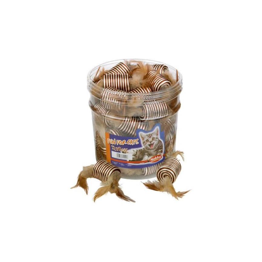 Игрушка NOBBY для кошек, с перьями, катушка, 5 см фото 1