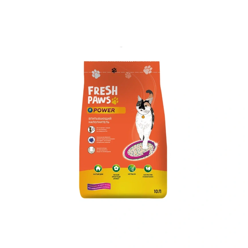 Наполнитель Fresh Paws Power для кошачьих туалетов, впитывающий минеральный, 10 л фото 1