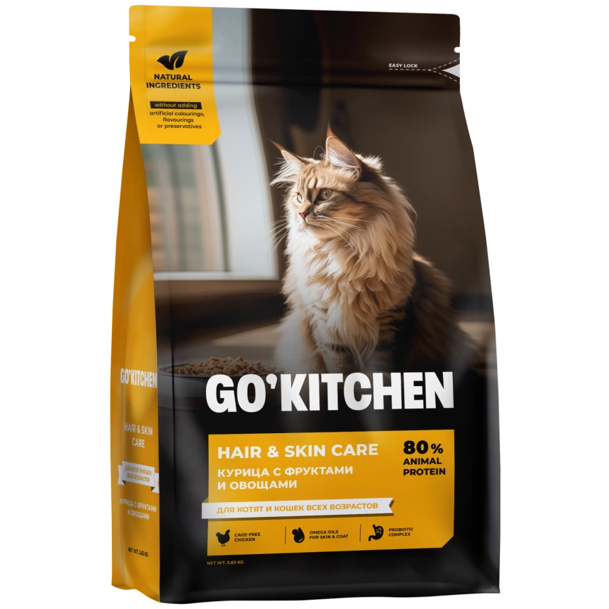 Сухой корм Go'Kitchen Chicken для котят и кошек всех возрастов, с курицей, 3,36 кг фото 2