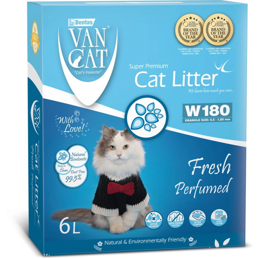 Наполнитель Van Cat для кошачьего туалета, комкующийся без пыли с ароматом весенней свежести, 6 л фото 1