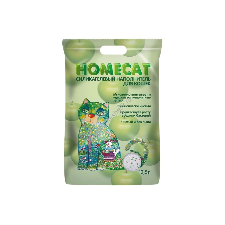 Наполнитель Homecat для кошачьих туалетов, Яблоко силикагелевый с ароматом яблока, 12,5 л фото 1