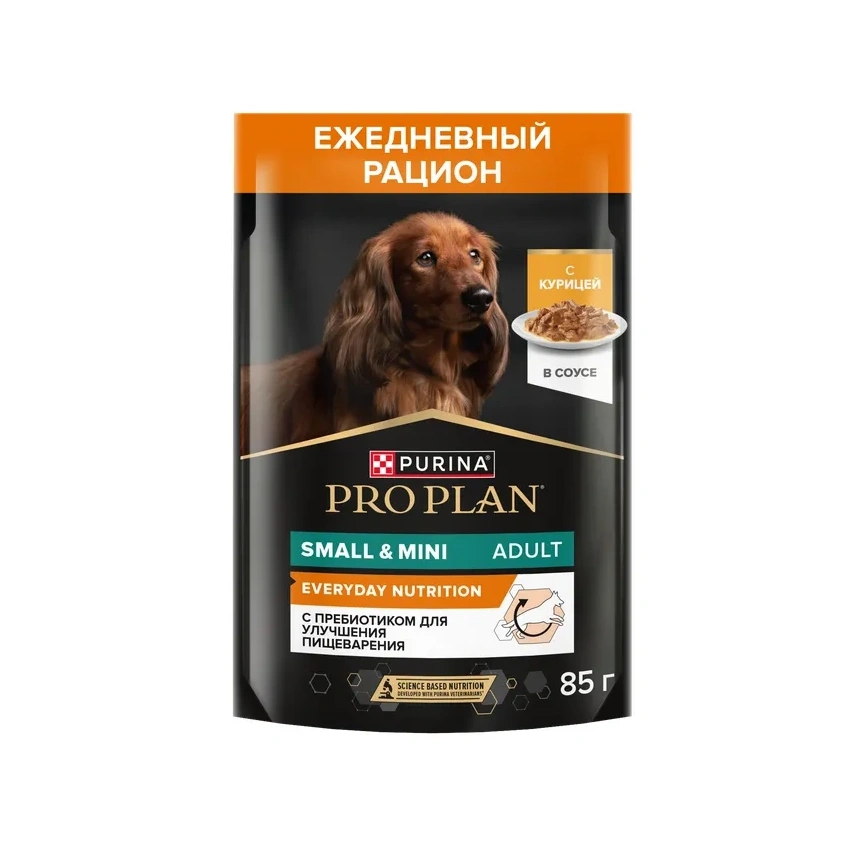 Влажный корм PRO PLAN Chicken для взрослых собак мелких и карликовых пород, с курицей в соусе, 85 г фото 1
