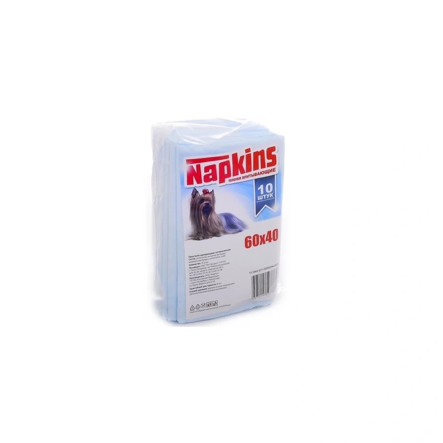 Пеленки Napkins для собак, впитывающие, 10 шт, 60 см х 40 см фото 1