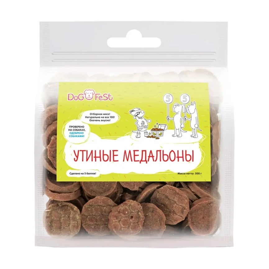 Лакомство Dog Fest медальоны с уткой, 500 г фото 1