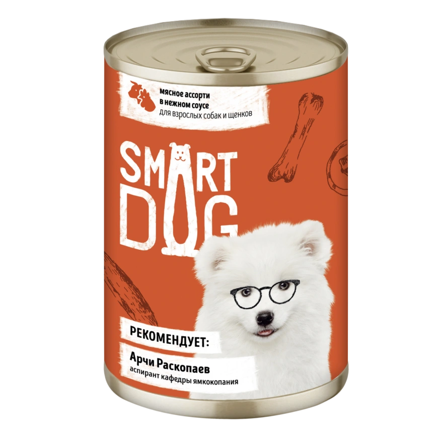 Влажный корм Smart Dog Meat Assortment для взрослых собак и щенков, мясное ассорти в нежном соусе, 400 г фото 1