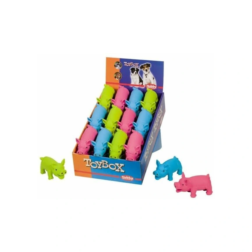 Игрушка NOBBY для собак, дисплей, цветные свинки, 24 шт, 11 см фото 1