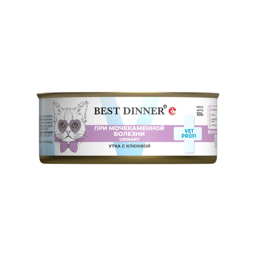 Влажный корм Best Dinner Veterinary Profi Urinary Exclusive Duck & Cranberry для стерилизованных кошек, мясные волокна в желе, с уткой и клюквой, 100 г фото 3