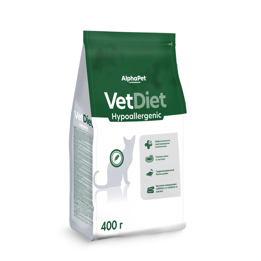 Сухой корм ALPHAPET Veterinary Diet Hypoallergenic Adult Cat, 400 г фото 2