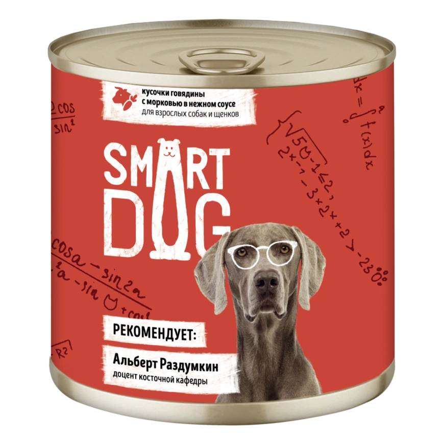Влажный корм Smart Dog Beef & Carrot для взрослых собак и щенков, кусочки говядины, с морковью в нежном соусе, 85 г фото 1