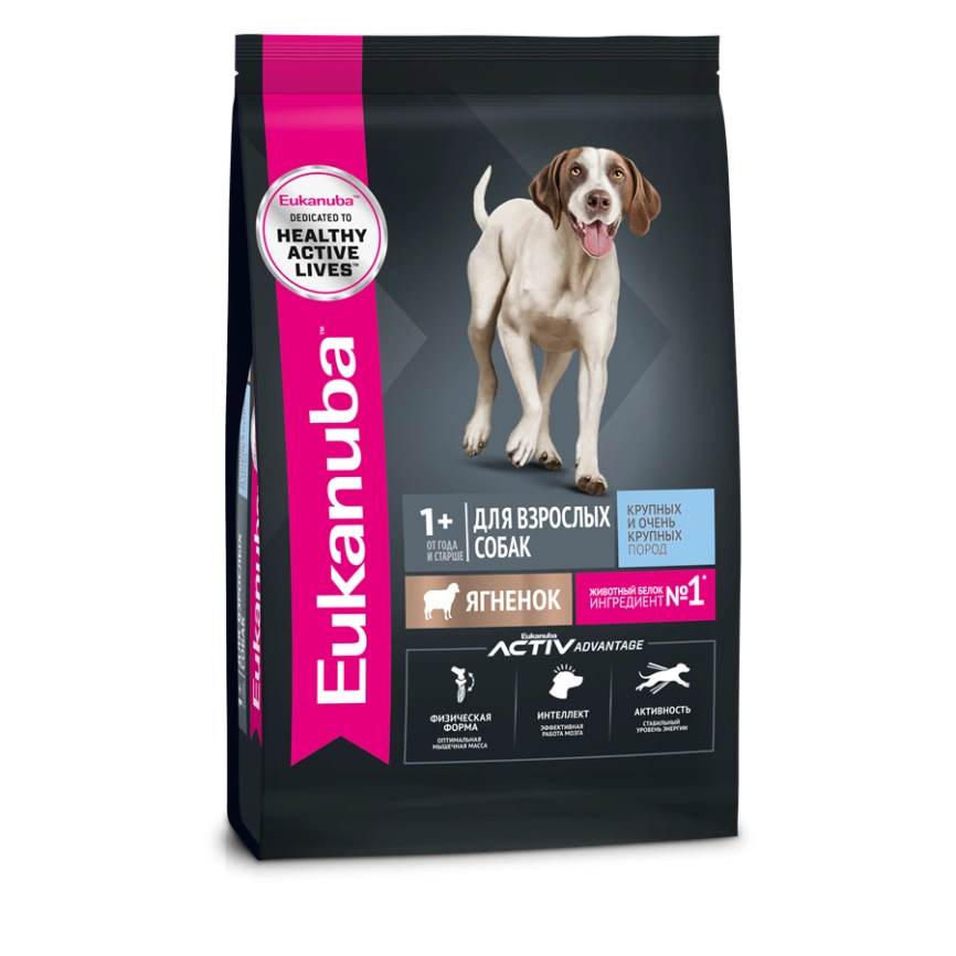 Сухой корм Eukanuba Adult Large Breed Lamb для взрослых собак крупных пород от 1 года, с ягненком, 12 кг фото 1