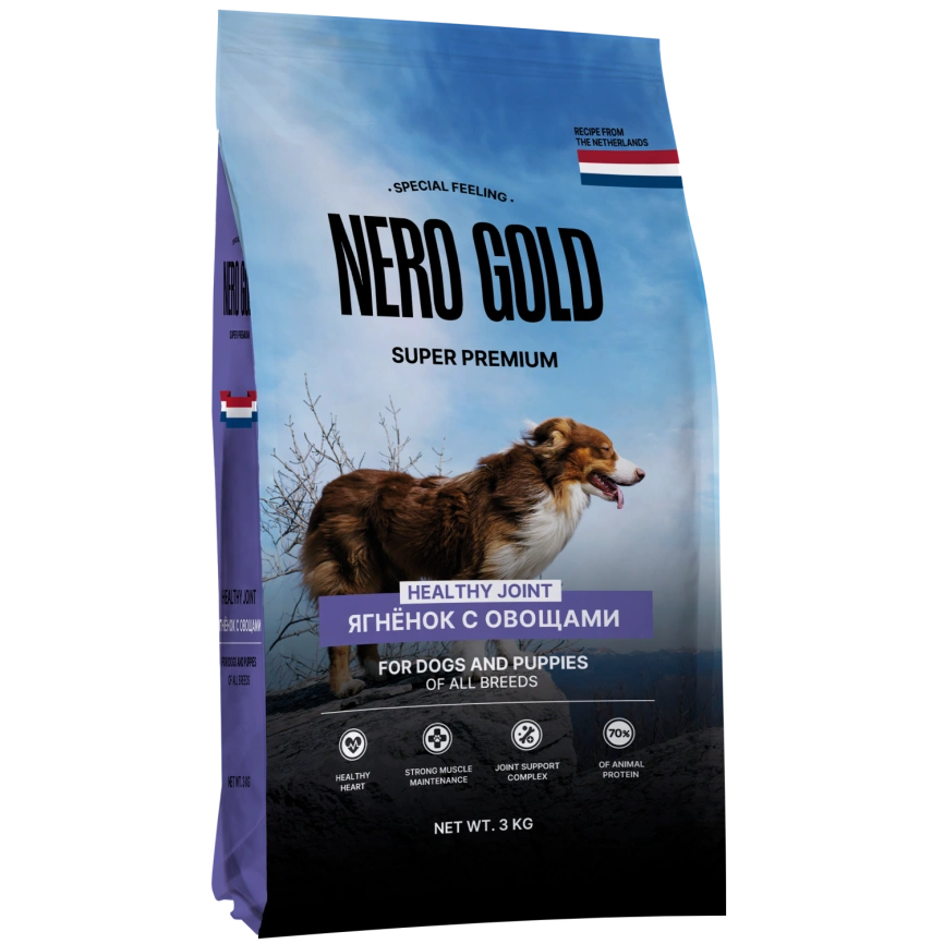 Сухой корм NERO GOLD Lamb & Vegetables для собак и щенков, с мясом ягненка и овощами, 3 кг фото 1