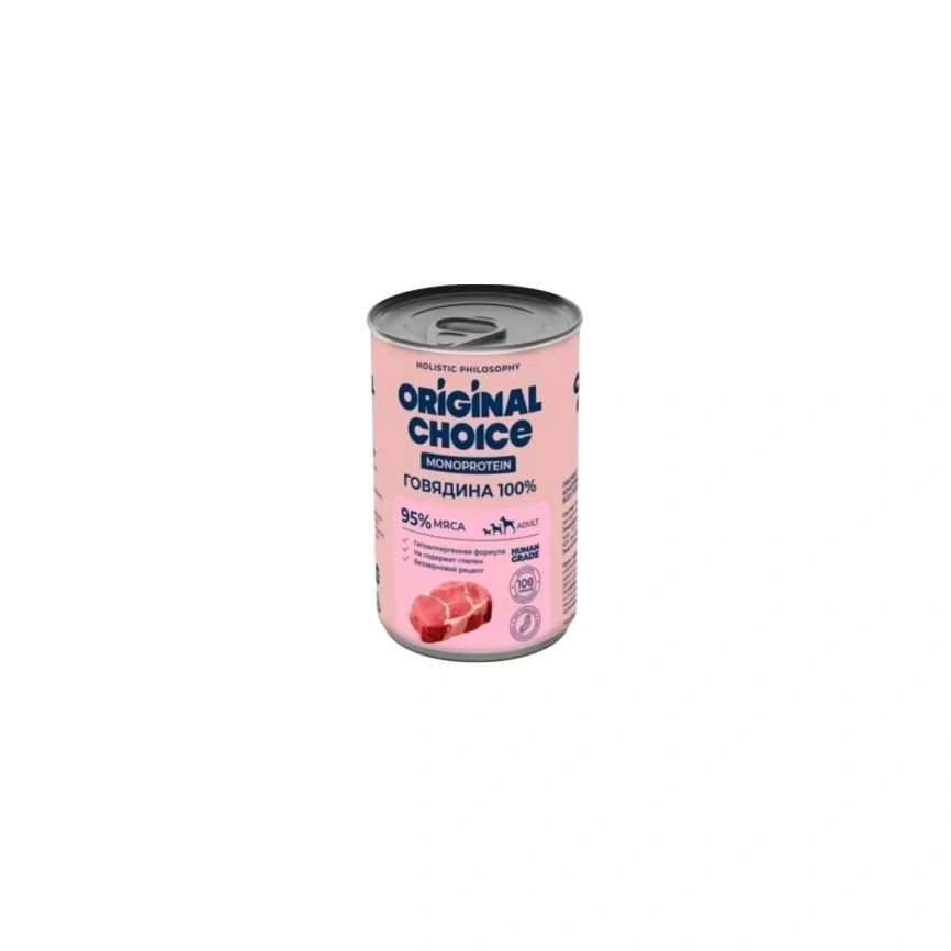 Влажный корм ORIGINAL CHOICE Monoprotein Adult Beef для собак всех пород, с говядиной, 340 г фото 1