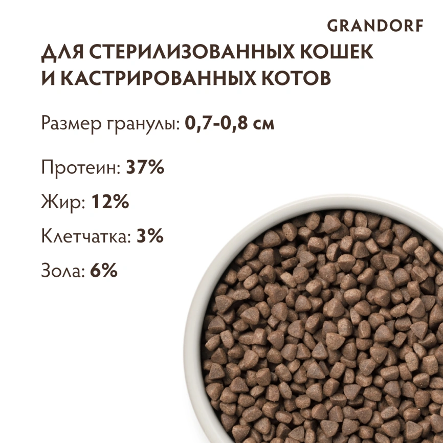 Сухой корм Grandorf Rabbit & Turkey Sterilised для стерилизованных кошек, с кроликом и индейкой, 8 кг фото 9
