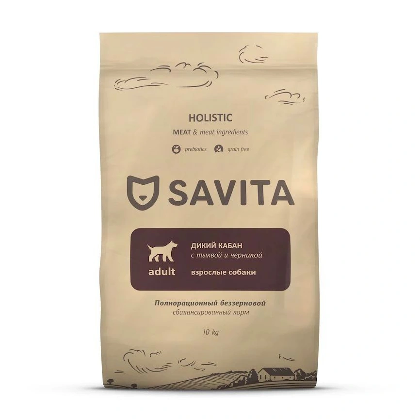 Сухой корм SAVITA Adult для собак, с мясом дикого кабана, 400 г фото 1