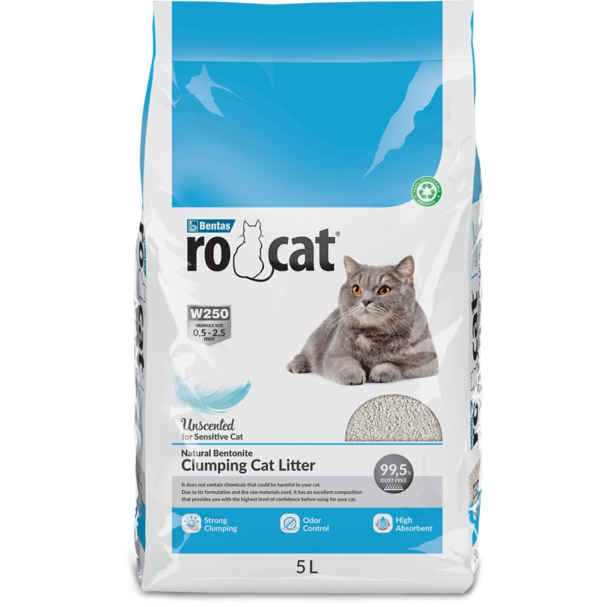 Наполнитель Ro Cat для кошачьего туалета, комкующийся без пыли натуральный, 5 л фото 1